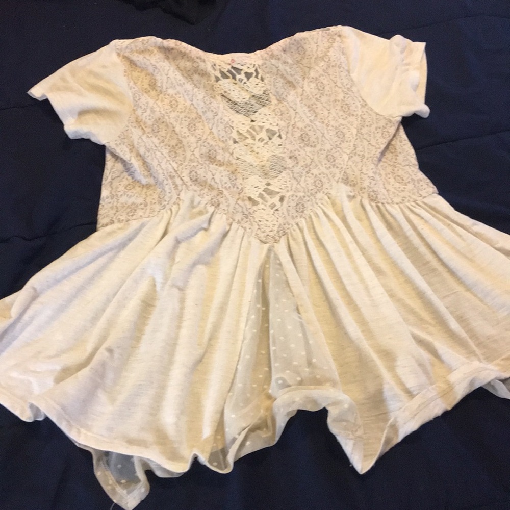 Floral lace flaired top